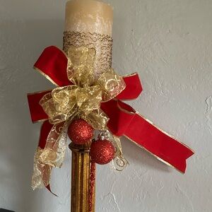 Festive Gold and Red Holiday accent bow